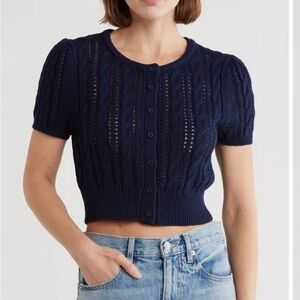 Vigoss Navy Cropped Knit Top